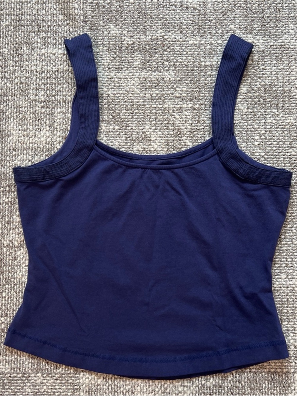 Maeve Anthropologie Navy Square-Neck Ribbed-Strap Tank